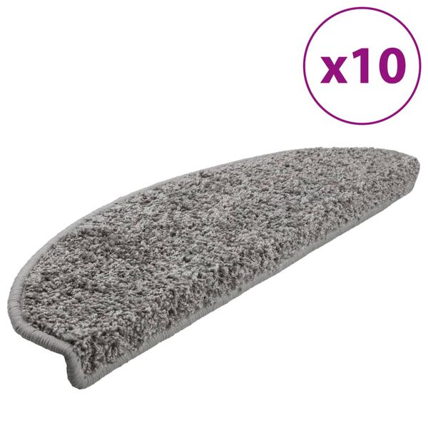 vidaXL Stigamottur 10 stk 65x21x4 cm gr&aacute;ar h&aacute;lfhringlaga st&oacute;rar
