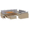 vidaXL Gar&eth;s&oacute;fa sett me&eth; p&uacute;&eth;i 13 pcs Drapplita&eth;ur p&oacute;l&yacute;rattan