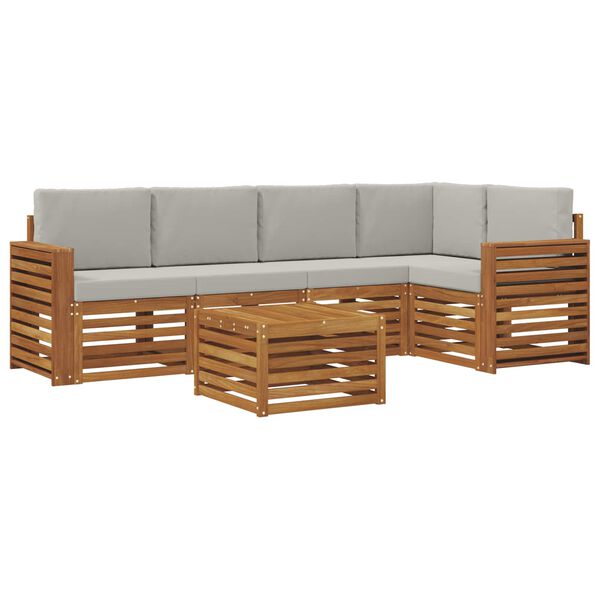 vidaXL S&oacute;fasett 6 pcs N&aacute;tt&uacute;rulegt og Lj&oacute;st Gr&aacute;tt Hrein akas&iacute;utr&eacute;