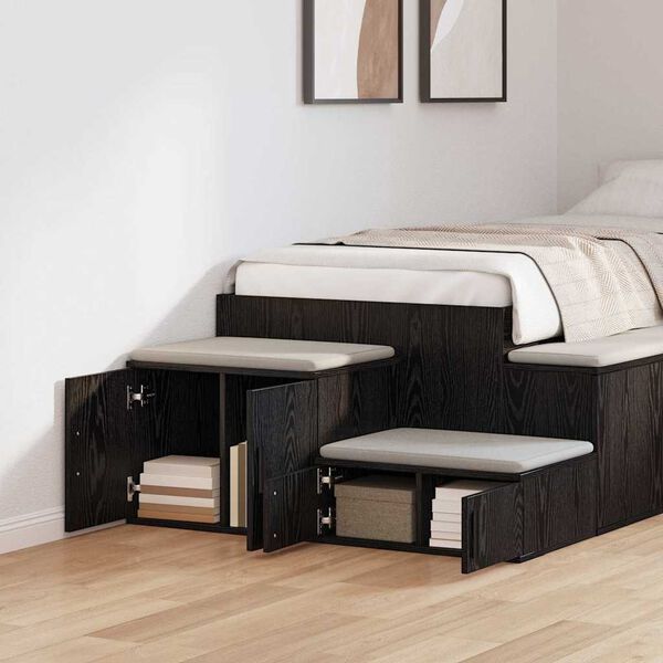 vidaXL Geymslusk&aacute;pur 2 pcs Svartur Eik 108 x 41 x 40 cm