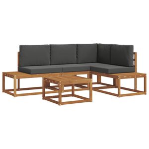 vidaXL &Uacute;ti s&oacute;fasett me&eth; p&uacute;&eth;i 5 Stykki N&aacute;tt&uacute;rulegt og Antrac&iacute;t