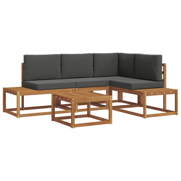 vidaXL &Uacute;ti s&oacute;fasett me&eth; p&uacute;&eth;i 5 Stykki N&aacute;tt&uacute;rulegt og Antrac&iacute;t