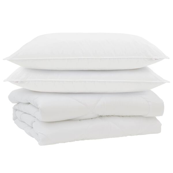 vidaXL S&aelig;ng me&eth; kodda 3 pcs Hv&iacute;tt Microfleece