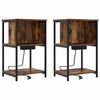 vidaXL Noat&ouml;flu sk&aacute;pur 2 pcs Rau&eth;-eik 38 x 31 x 61 cm Samsettur vi&eth;ur