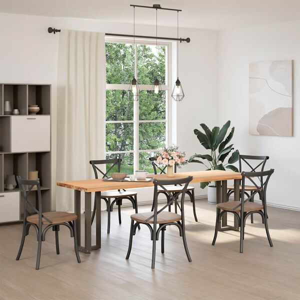 vidaXL bor&eth;f&aelig;tur T-laga, 2 stk. svartir, 38x25x(72-73) cm, st&aacute;l