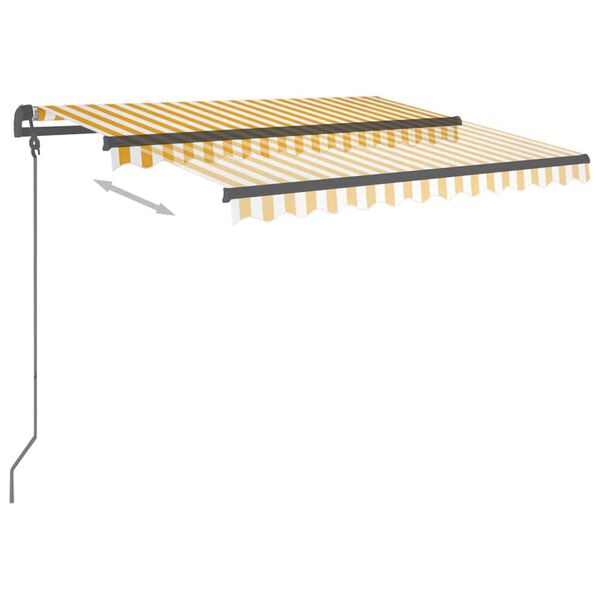 vidaXL Handvirk &Uacute;tdraganleg Skyggni me&eth; St&oacute;lpum 3,5x2,5 m Gular/Hv&iacute;tar