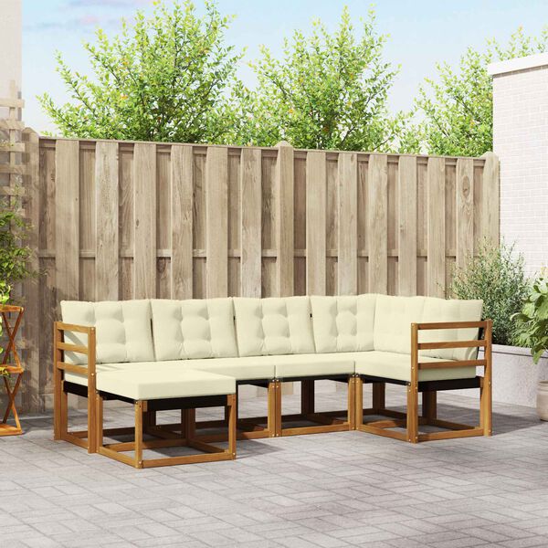 vidaXL &Uacute;ti s&oacute;fasett me&eth; p&uacute;&eth;i 6 pcs N&aacute;tt&uacute;rulegt og Krem