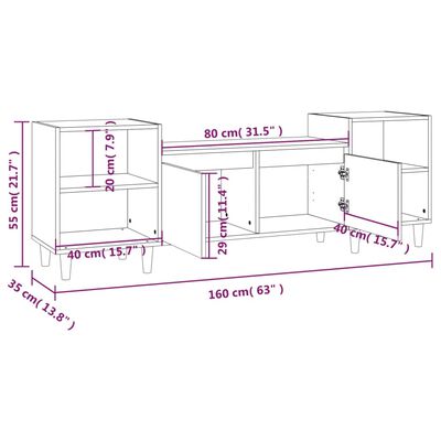 vidaXL Sjónvarpsskápur Steypugrátt 160x35x55 cm Samsettur Viður