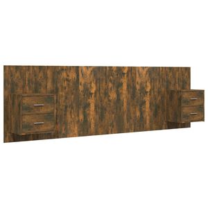 vidaXL Rúmgaflinn með Skápum Reyklituð Eik Samsettur Viður