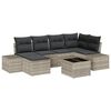 vidaXL Gar&eth;s&oacute;fa sett me&eth; p&uacute;&eth;i 7 pcs Lj&oacute;sgr&aacute;r p&oacute;l&yacute;rattan