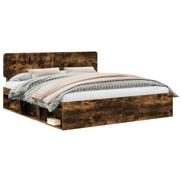 vidaXL Ramsv&iacute;k me&eth; h&ouml;fu&eth;gafl Rau&eth;-eik 200 x 200 cm Solid furuhikk