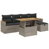 vidaXL 6 -Hluta Gar&eth;s&oacute;fasett me&eth; Sessum Gr&aacute;tt P&oacute;l&yacute;rattan