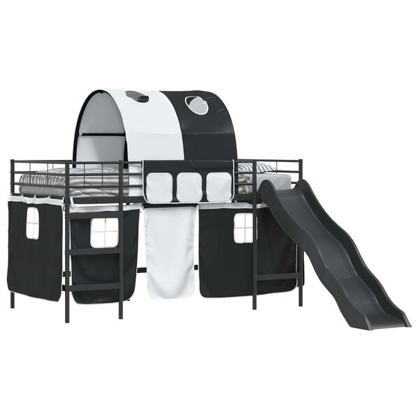 vidaXL Leiksk&aacute;la r&uacute;m fl&ouml;gu Svartur 90 x 200 cm M&aacute;lmur