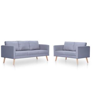 vidaXL S&oacute;fasett 2ja S&aelig;ta og 3ja S&aelig;ta Efni Lj&oacute;sgr&aacute;tt