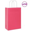 vidaXL Papp&iacute;rspokar 250 stk me&eth; Handf&ouml;ngum Bleik 21x11x31 cm