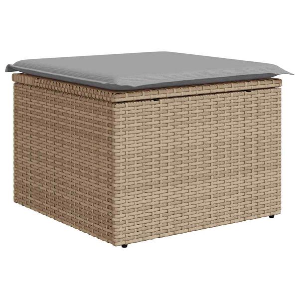 vidaXL Gar&eth;s&oacute;fa sett me&eth; geymslu 8 pcs Beige og lj&oacute;sgr&aacute;r p&oacute;l&yacute;rattan