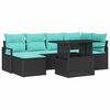 vidaXL Gar&eth;s&oacute;fa sett me&eth; geymslu 7 pcs Svartur og Bl&aacute;r Poly rattan