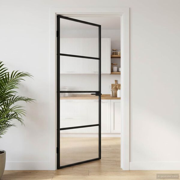 vidaXL Heimahur&eth; 83 x 201,5 x 3,5 cm Aluminium og H&auml;r&eth;a&eth; Gler