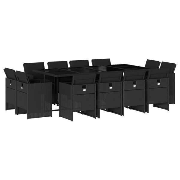 vidaXL 13 Parta Gar&eth;s&oacute;fasett me&eth; Sessum Svart P&oacute;l&yacute;rattan