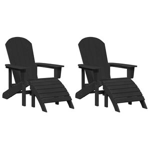 vidaXL Gar&eth;st&oacute;ll 2 pcs Svartur 83 x 74 x 92 cm p&oacute;l&yacute;et&yacute;len