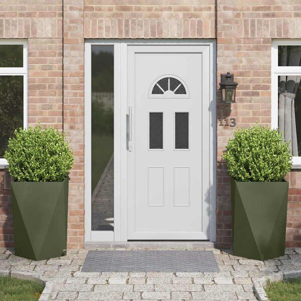 vidaXL Pl&ouml;ntuker 2 pcs Ol&iacute;fugr&aelig;nn 50 x 50 x 75 cm St&aacute;l