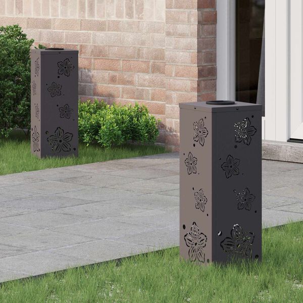 vidaXL S&oacute;lar LED st&iacute;gslj&oacute;s 2 pcs Svartur Kaldvalsa&eth;ur st&aacute;lar