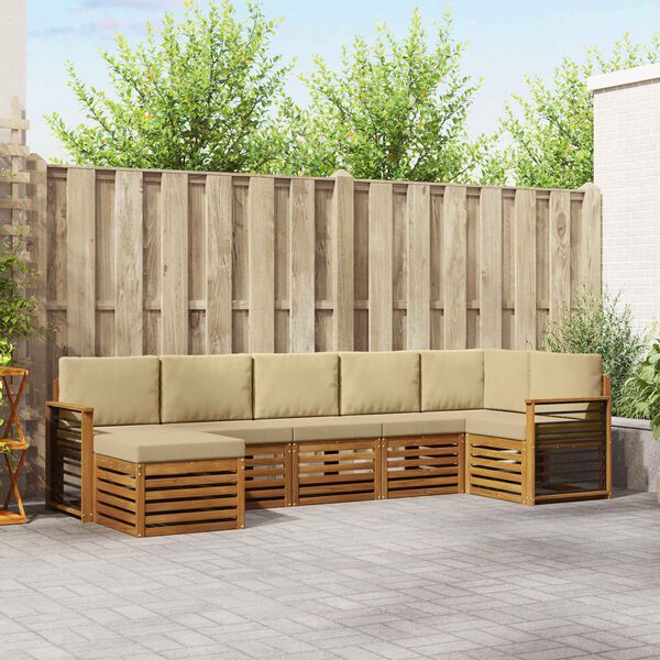 vidaXL Sofav&ouml;ruuppsettning 7 pcs N&aacute;tt&uacute;rulegt og B&eacute;ig Hrein akas&iacute;utr&eacute;