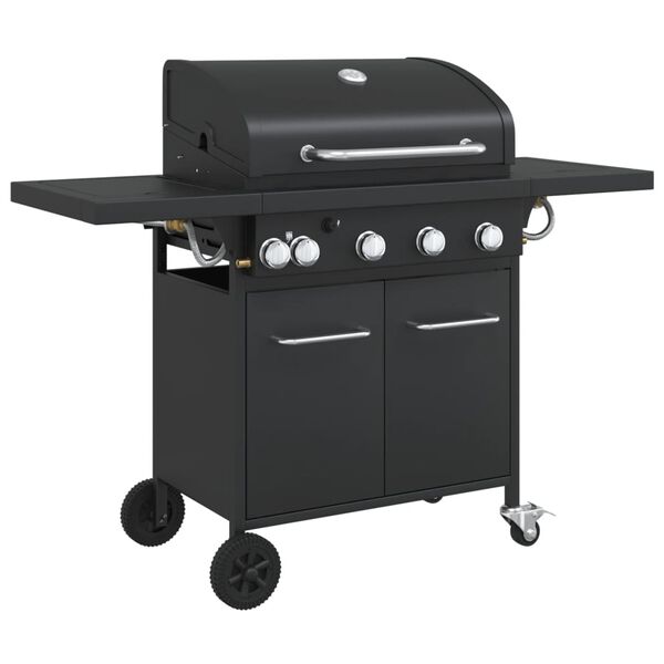 vidaXL Gasgrill með 5 Brennara Svartur Dufthúðuðu Stáli