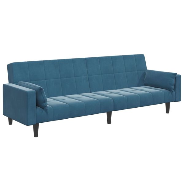 vidaXL 2 s&aelig;ta Svefns&oacute;fi me&eth; F&oacute;tskemli Bl&aacute;tt Flaueli