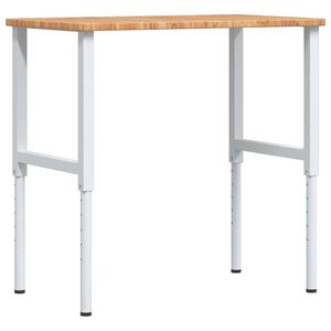 vidaXL Vinnubekkur Lj&oacute;sbr&uacute;nn 100x60x(71,5-98)cm R&eacute;tthyrnd Gegnheil Eik