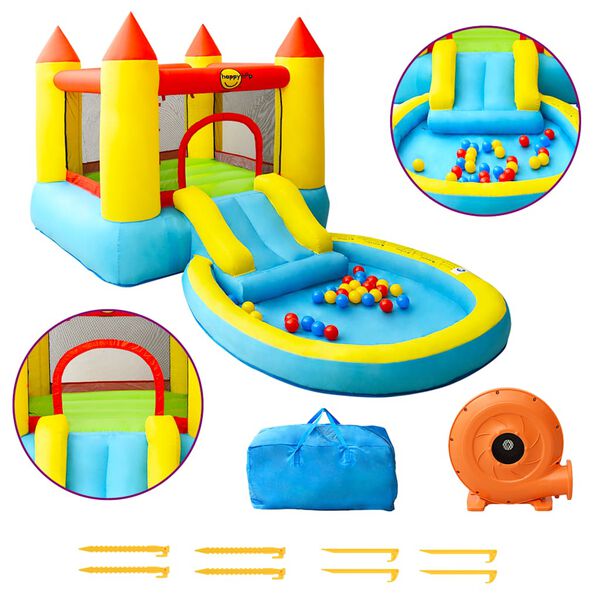 Gleðilegt Hopp Uppblásanlegur Skoppur með Rennibraut 200x365x190cm PVC