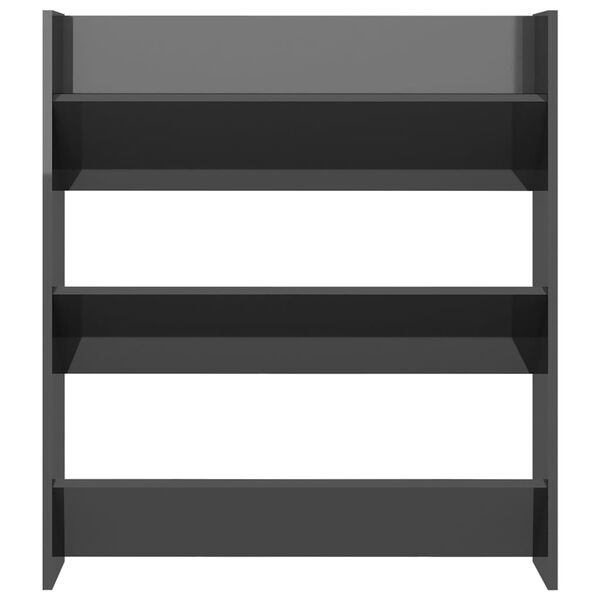 vidaXL Veggfestur Sk&oacute;sk&aacute;pur H&aacute;glans Gr&aacute;r 80x18x90 cm Samsettur Vi&eth;ur