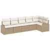 vidaXL Gar&eth;s&oacute;fa sett me&eth; p&uacute;&eth;i 6 pcs Beige og Hv&iacute;tt p&oacute;l&yacute;rattan