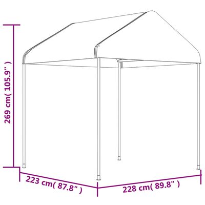 vidaXL Garðtjald með Þaki Hvítt 17,84x2,28x2,69 m Pólýetýlen