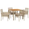 vidaXL Gar&eth;ur bor&eth;sett 5 pcs Drapplita&eth;ur p&oacute;l&yacute;rattan