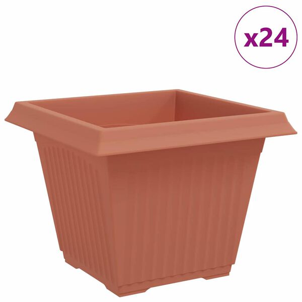 vidaXL Fermetra bl&oacute;mapottr 24 pcs Ekkert Rautt 43 x 43 x 33,5 cm Plast
