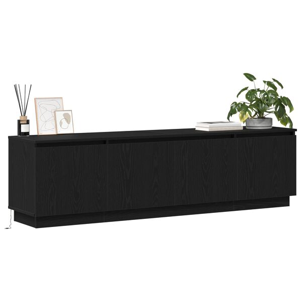 vidaXL Sj&oacute;nvarpssk&aacute;pur me&eth; LED Sv&ouml;rt eik 180 x 38 x 49 cm