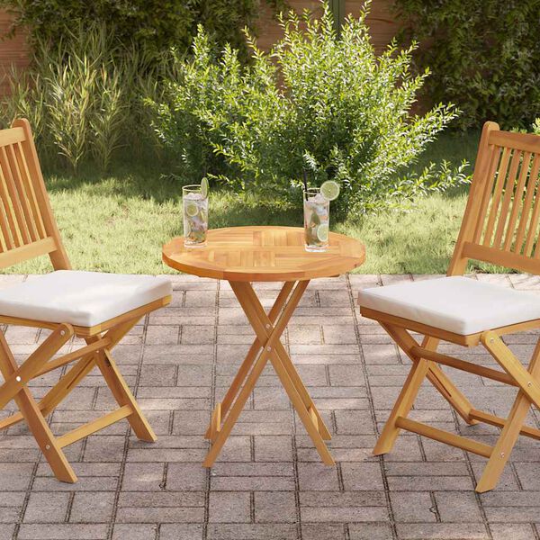 vidaXL Borðplata Gegnheill Tekkviður Hringlaga 2,5 cm 60 cm