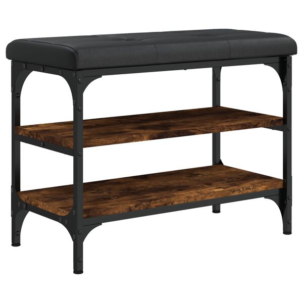 vidaXL Sk&oacute;bekkur Reyklitu&eth; Eik 62x32x47 cm Samsettur Vi&eth;ur