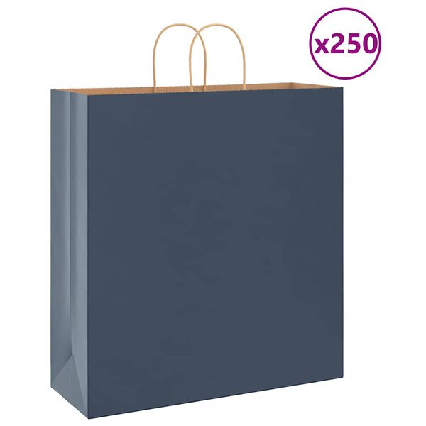 vidaXL Papp&iacute;rspokar 250 stk me&eth; Handf&ouml;ngum Bl&aacute;ir 45x17x48 cm