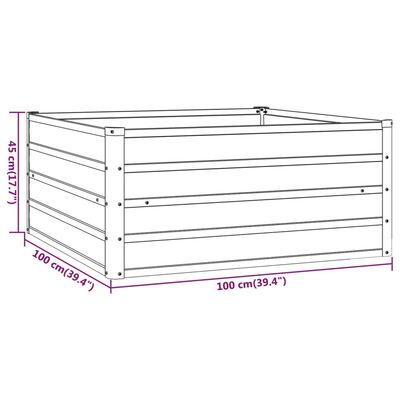 vidaXL Upphækkaður Ræktunarkassi Ryðbrúnn 100x100x45 cm Sinkhúðað Stál