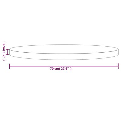 vidaXL Borðplata Kringlótt Hvít Ø70x3 cm Gegnheil Fura