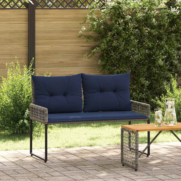 vidaXL &Uacute;tibekkur Gery og Navy 118 x 55 x 82 cm PE rattan og efni