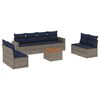 vidaXL 9 -Hluta Gar&eth;s&oacute;fasett me&eth; Sessum Gr&aacute;tt P&oacute;l&yacute;rattan