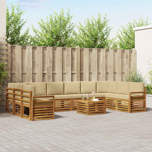 vidaXL Sofav&ouml;ruuppsettning 11 pcs N&aacute;tt&uacute;rulegt og B&eacute;ig Hrein akas&iacute;utr&eacute;