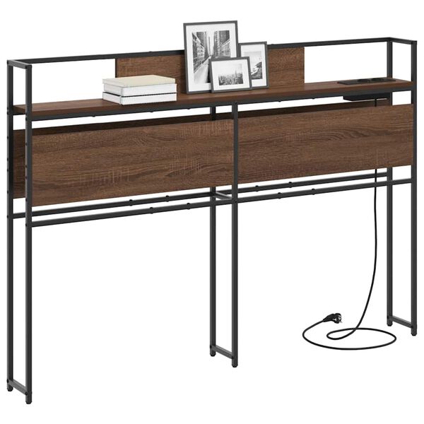 vidaXL Geymslu h&ouml;f&eth;ah&ouml;gg me&eth; hillu br&uacute;n eik 120 cm Samsettur vi&eth;ur