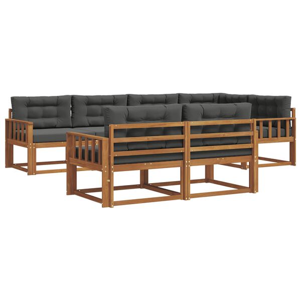 vidaXL &Uacute;ti s&oacute;fasett me&eth; p&uacute;&eth;i 7 pcs N&aacute;tt&uacute;rulegt og Antrac&iacute;t