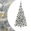 vidaXL Gervi fyrirfram l&yacute;stum j&oacute;latr&eacute; me&eth; 300 LED Silfur 210 cm PET