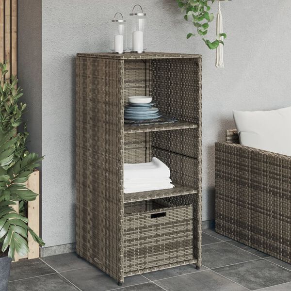 vidaXL Geymsluskápur í Garð Grár 50x55x115 cm Pólýrattan