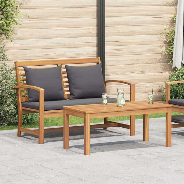 vidaXL Bekkur Br&uacute;nn og Dimmur gr&aacute;r 110 x 66 x 76 cm Solid teak vi&eth;ur